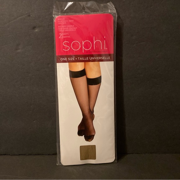 Sophi Knee Hi Womens One Size Beige Nylon Wide Elastic Band 2 pairs New - Picture 1 of 3
